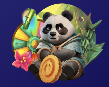 SpinPanda Casino panda mascot with spin coin
